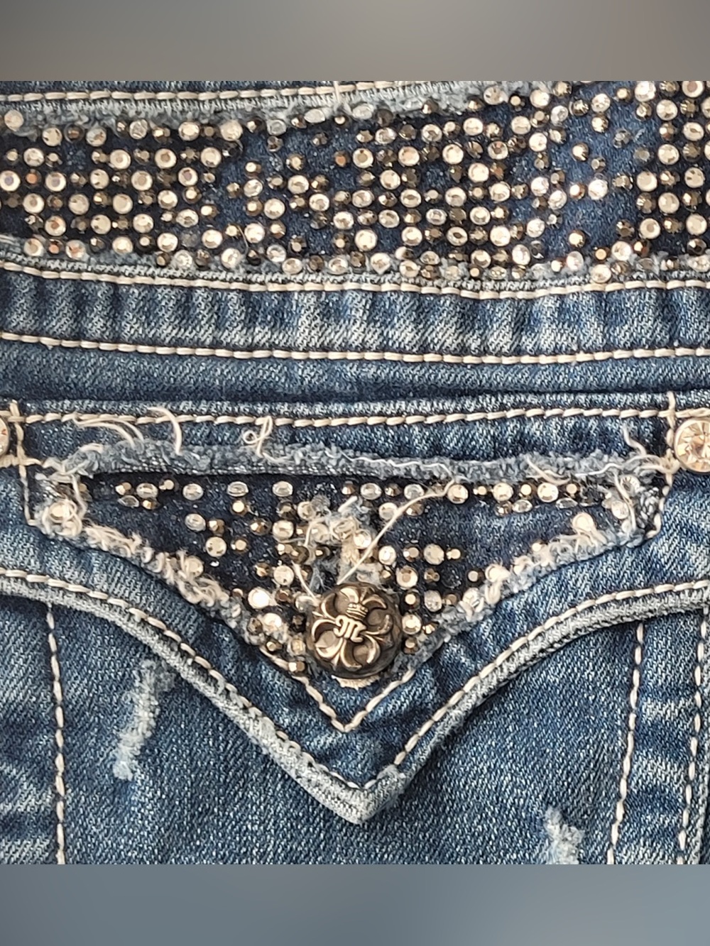 Miss Me Distressed Boot Cut Jeans - Blue Wash JE5002818L size 30 - Picture 12 of 13